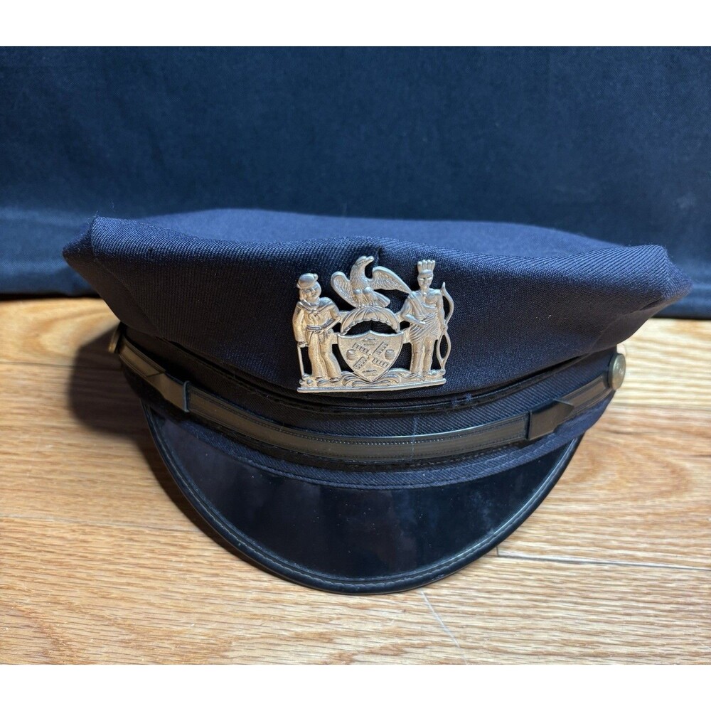 NYPD Police Hat with Badge, Insignia, Navy Blue,  Vintage NY NEW York 7 1/2 USA